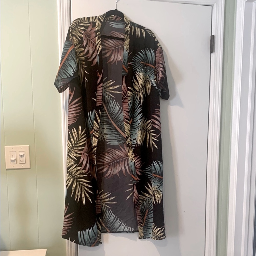 New Tropical Leaf Print Kimono